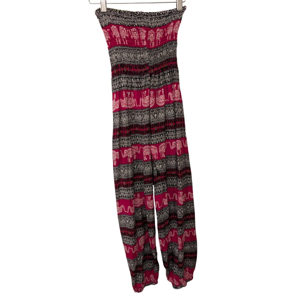 Jessica Taylor Harem Jumpsuit Thailand Elephant Pants Smocked Strapless Boho